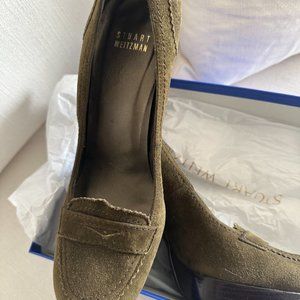 Stuart Weitzman-high heeled suede loafers